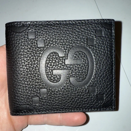 Gucci Jumbo GG Black Italian Leather Bi-Fold Wallet – New Authentic Designer Wallet | 70% OFF + Free 3–5 Day USA Shipping
